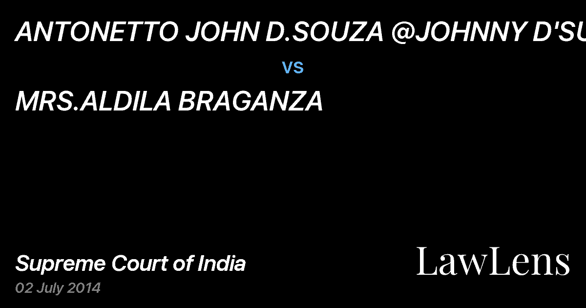 Preview image for ANTONETTO JOHN D.SOUZA @JOHNNY D'SUZA vs. MRS.ALDILA BRAGANZA
