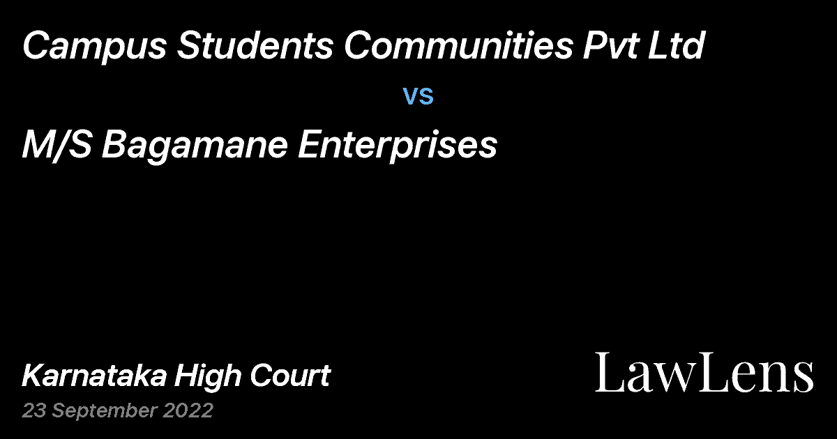 Preview image for Campus Students Communities Pvt Ltd vs. M/S Bagamane Enterprises