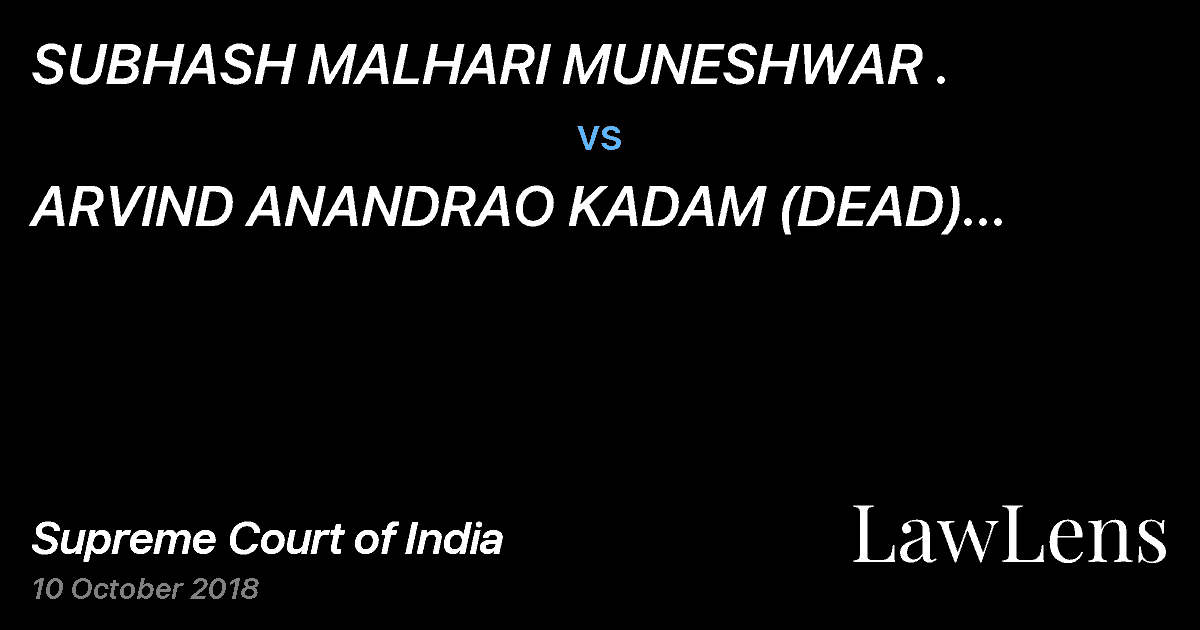 Preview image for SUBHASH MALHARI MUNESHWAR . vs. ARVIND ANANDRAO KADAM (DEAD) THROUGH LRS. .