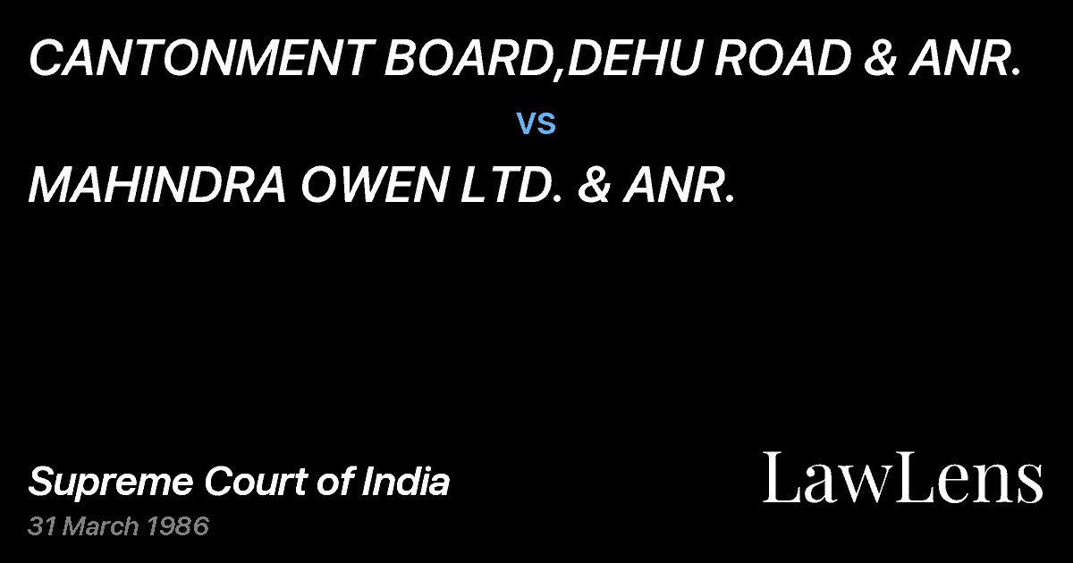 Preview image for CANTONMENT BOARD,DEHU ROAD & ANR. vs. MAHINDRA OWEN LTD. & ANR.