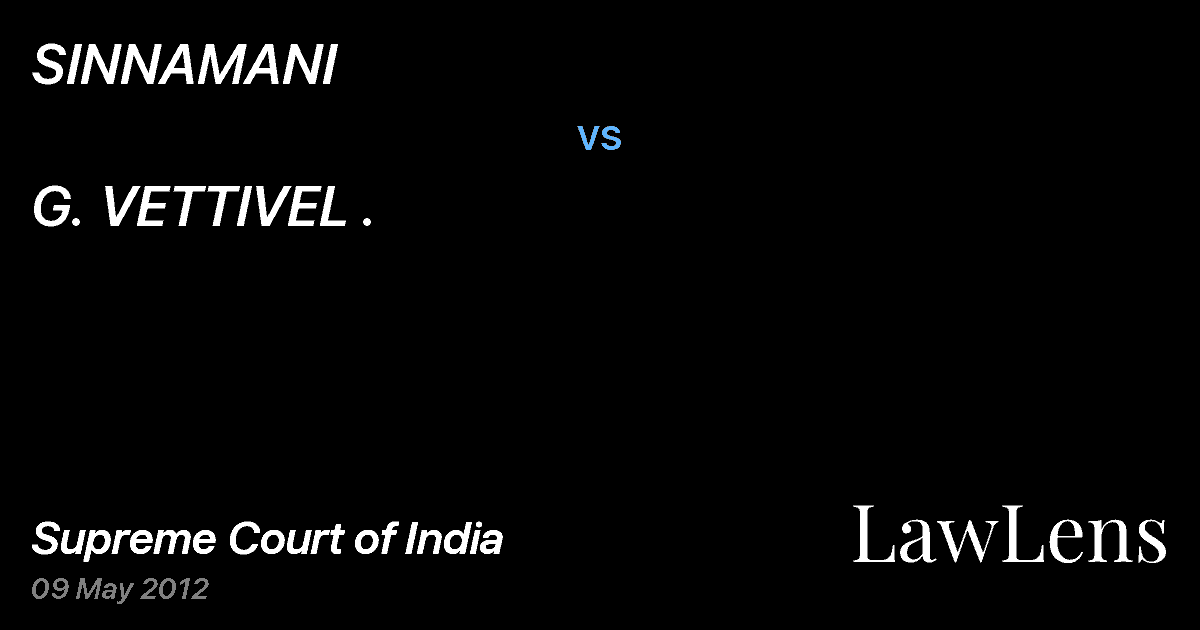 Preview image for SINNAMANI vs. G. VETTIVEL .