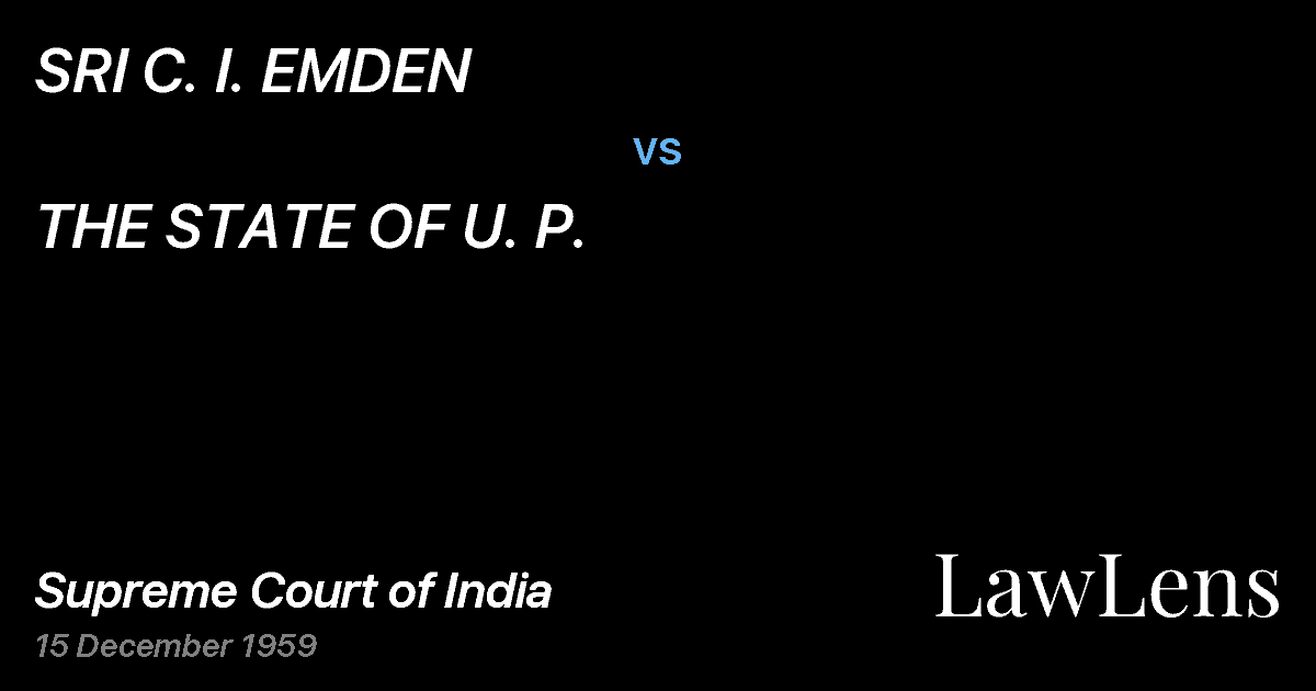 Preview image for SRI C. I. EMDEN vs. THE STATE OF U. P.