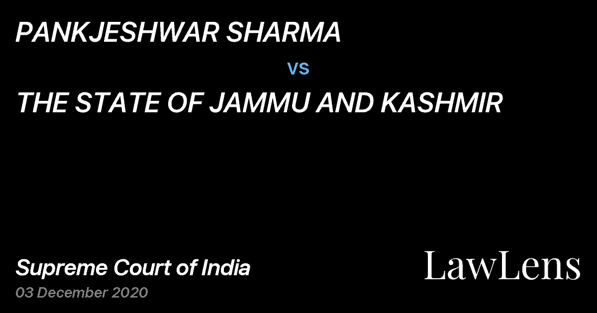 Preview image for PANKJESHWAR SHARMA vs. THE STATE OF JAMMU AND KASHMIR