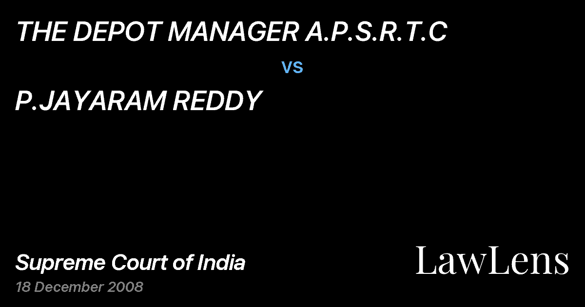 Preview image for THE DEPOT MANAGER A.P.S.R.T.C vs. P.JAYARAM REDDY