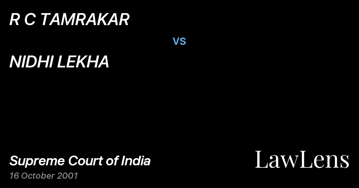 Preview image for R C TAMRAKAR vs. NIDHI LEKHA