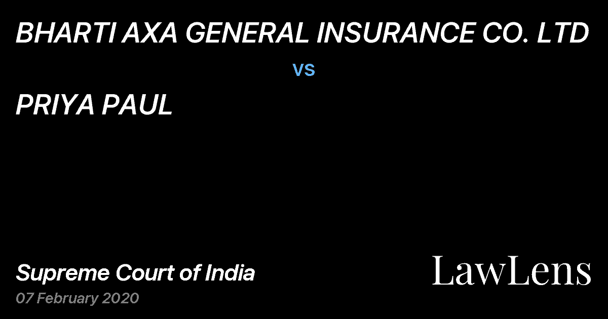 Preview image for BHARTI AXA GENERAL INSURANCE CO. LTD vs. PRIYA PAUL