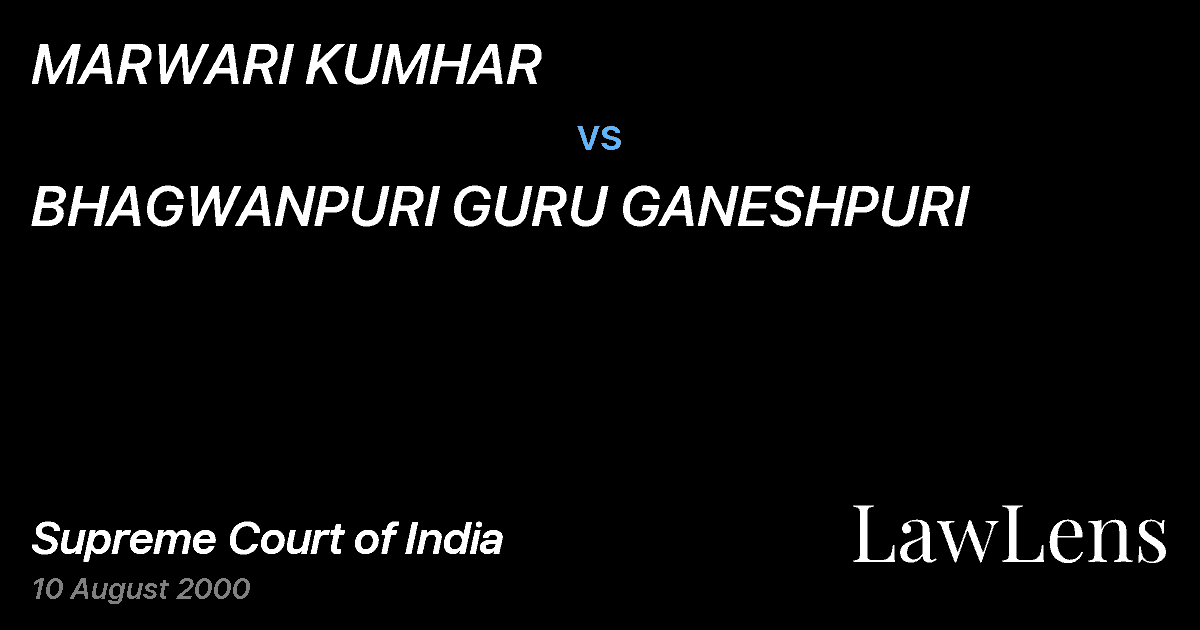 Preview image for MARWARI KUMHAR vs. BHAGWANPURI GURU GANESHPURI