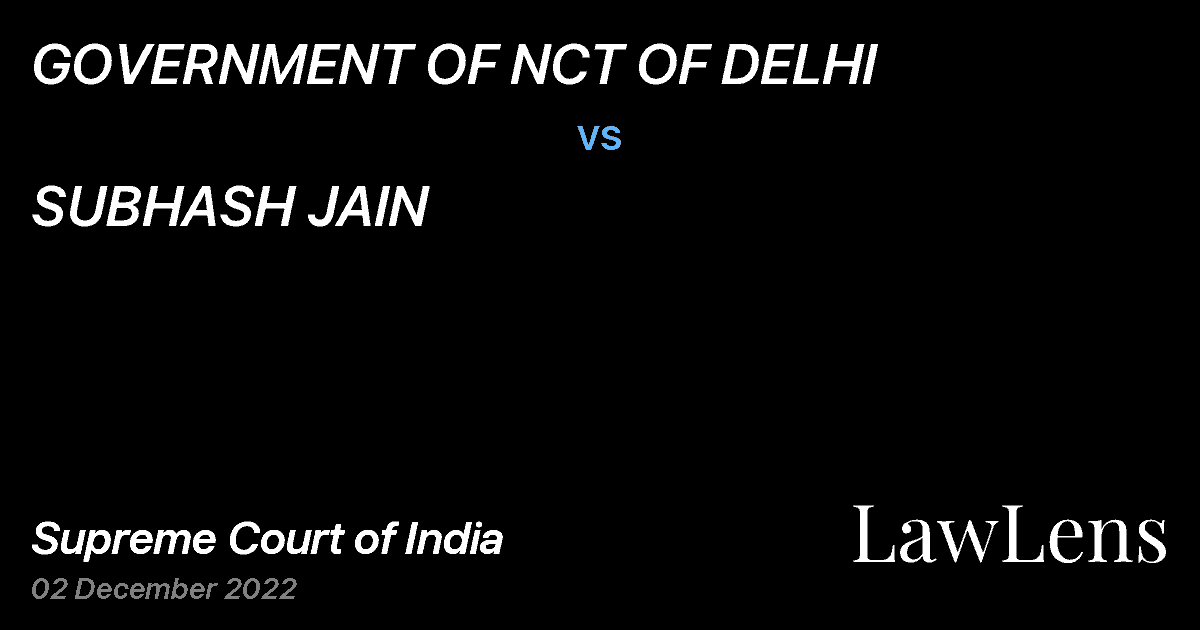 Preview image for GOVERNMENT OF NCT OF DELHI vs. SUBHASH JAIN