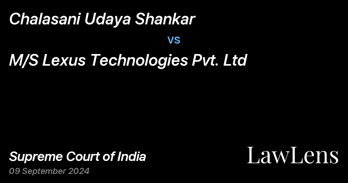 Preview image for Chalasani Udaya Shankar vs. M/S Lexus Technologies Pvt. Ltd