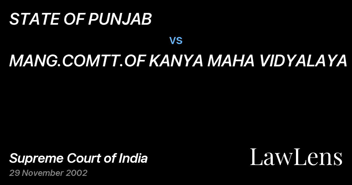 Preview image for STATE OF PUNJAB vs. MANG.COMTT.OF KANYA MAHA VIDYALAYA