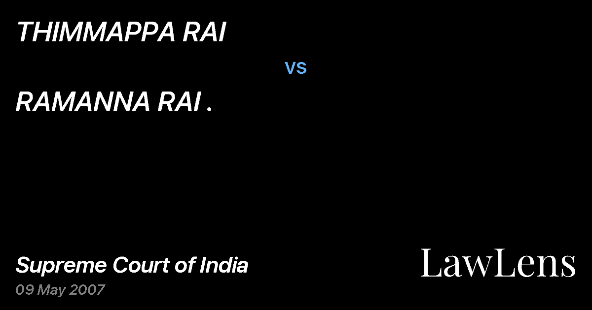 Preview image for THIMMAPPA RAI vs. RAMANNA RAI .