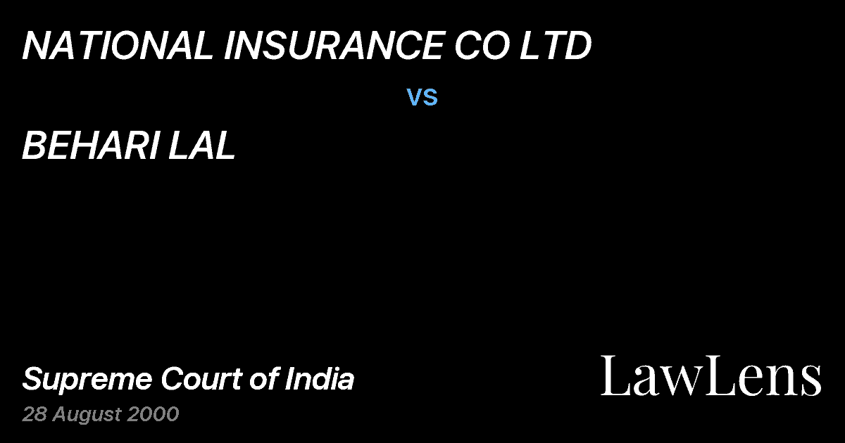 Preview image for NATIONAL INSURANCE CO LTD vs. BEHARI LAL