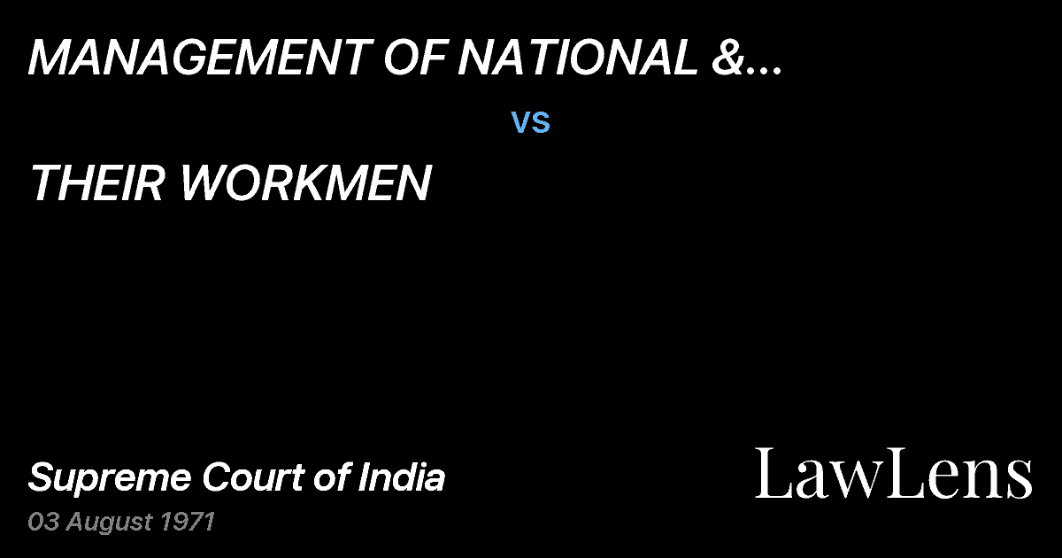 Preview image for MANAGEMENT OF NATIONAL & GRINDLAYSBANK LTD. vs. THEIR WORKMEN