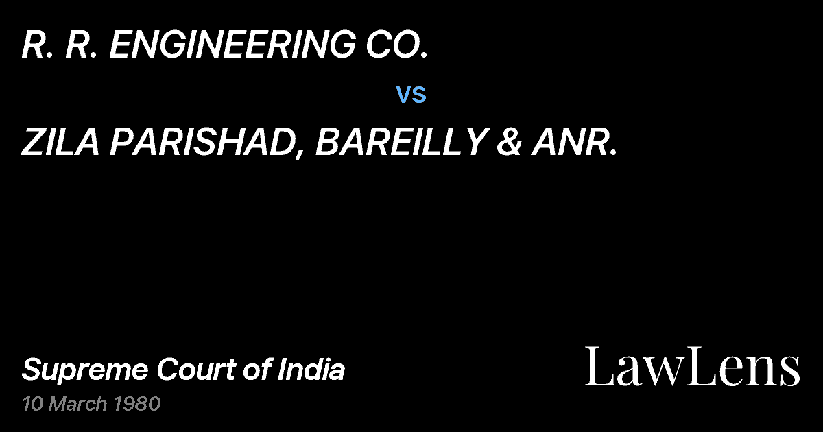 Preview image for R. R. ENGINEERING CO. vs. ZILA PARISHAD, BAREILLY & ANR.
