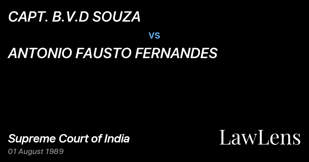 Preview image for CAPT. B.V.D SOUZA vs. ANTONIO FAUSTO FERNANDES
