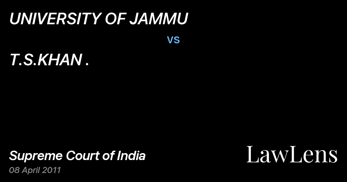 Preview image for UNIVERSITY OF JAMMU vs. T.S.KHAN .