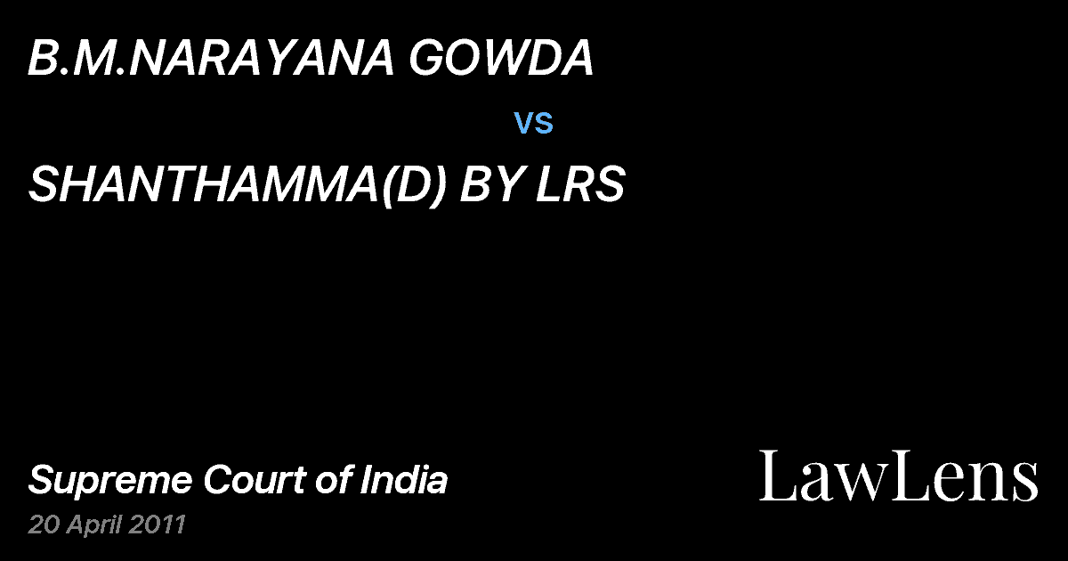 Preview image for B.M.NARAYANA GOWDA vs. SHANTHAMMA(D) BY LRS