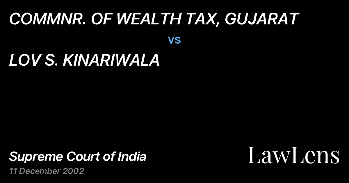 Preview image for COMMNR. OF WEALTH TAX, GUJARAT vs. LOV S. KINARIWALA