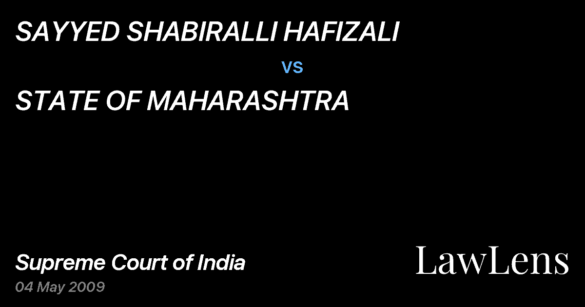 Preview image for SAYYED SHABIRALLI HAFIZALI vs. STATE OF MAHARASHTRA