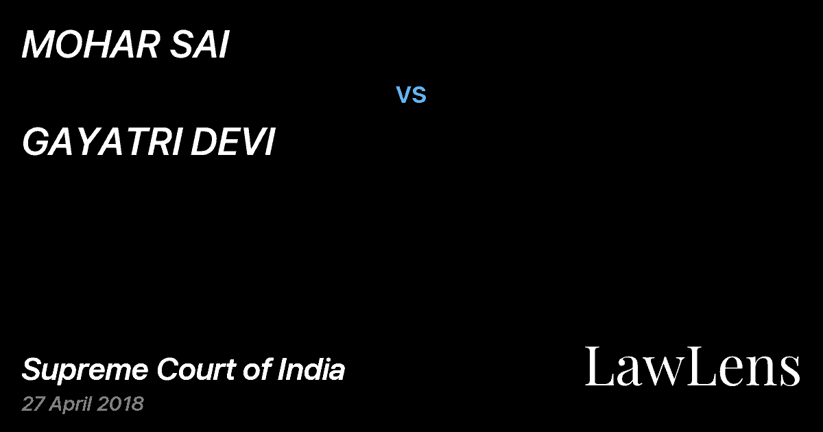 Preview image for MOHAR SAI vs. GAYATRI DEVI