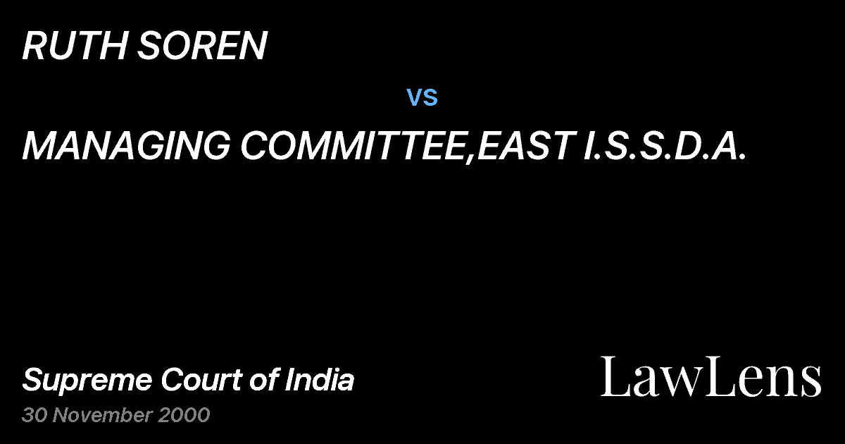 Preview image for RUTH SOREN vs. MANAGING COMMITTEE,EAST I.S.S.D.A.