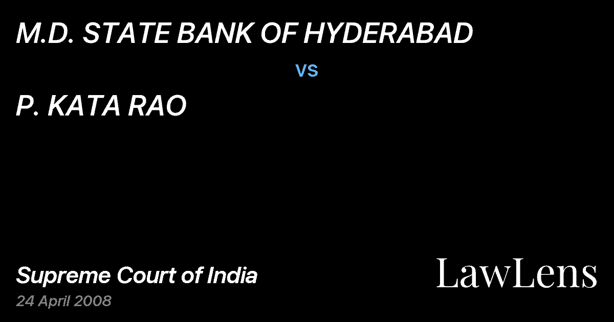 Preview image for M.D. STATE BANK OF HYDERABAD vs. P. KATA RAO