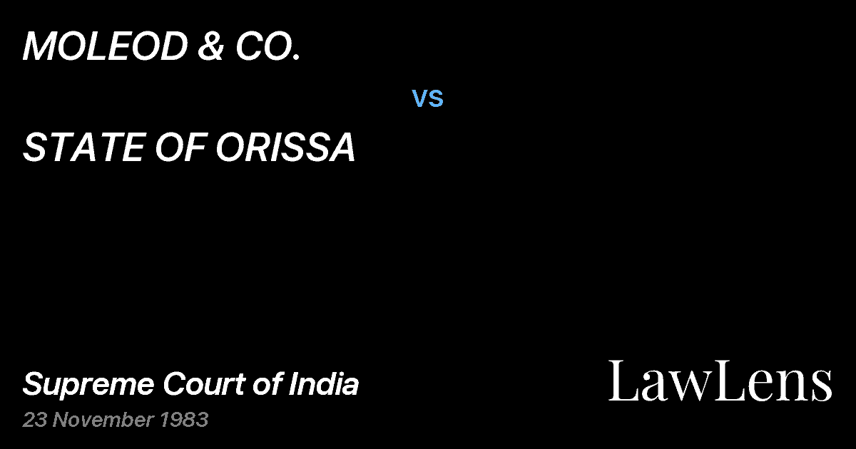 Preview image for MOLEOD & CO. vs. STATE OF ORISSA