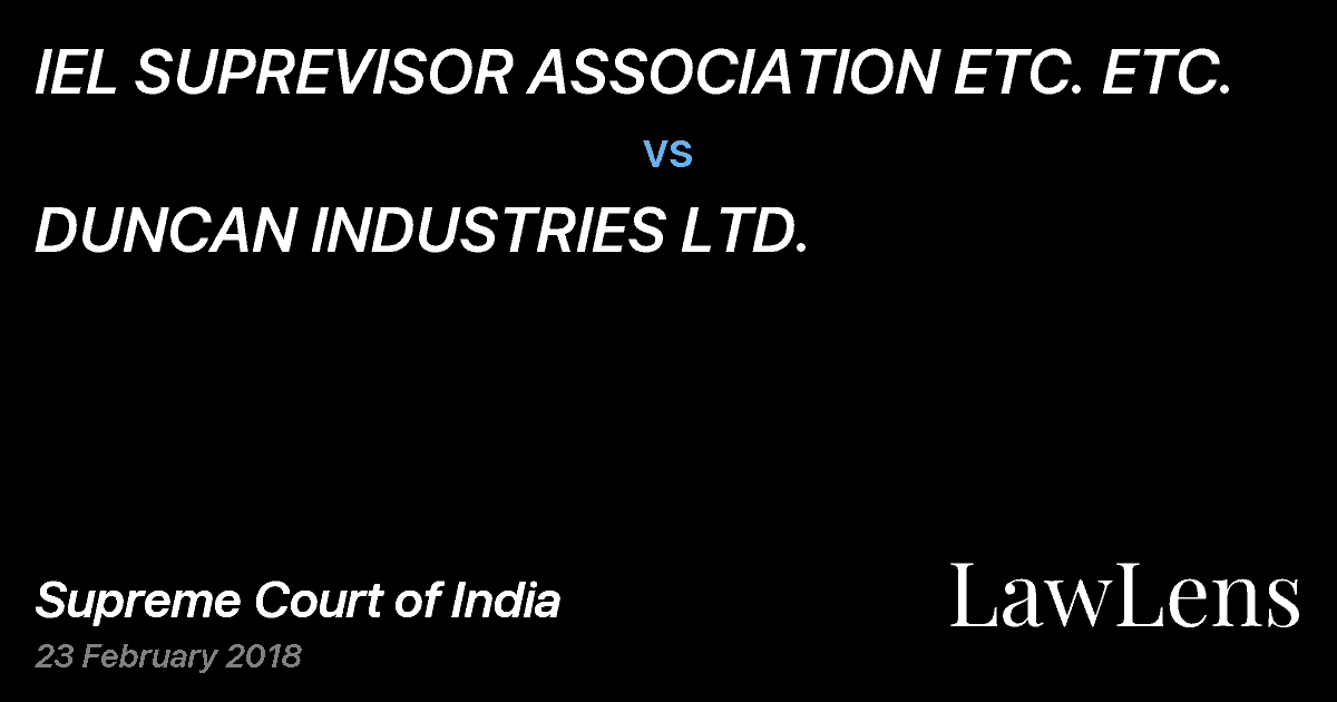 Preview image for IEL SUPREVISOR ASSOCIATION ETC. ETC. vs. DUNCAN INDUSTRIES LTD.