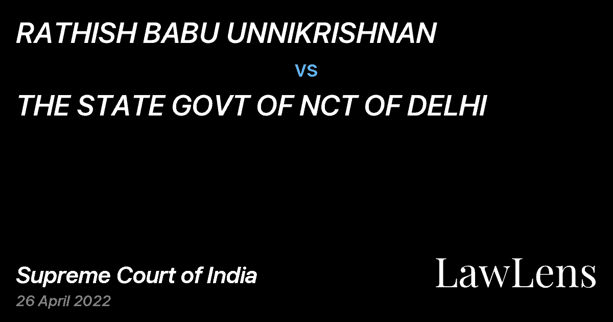 Preview image for RATHISH BABU UNNIKRISHNAN vs. THE STATE GOVT OF NCT OF DELHI
