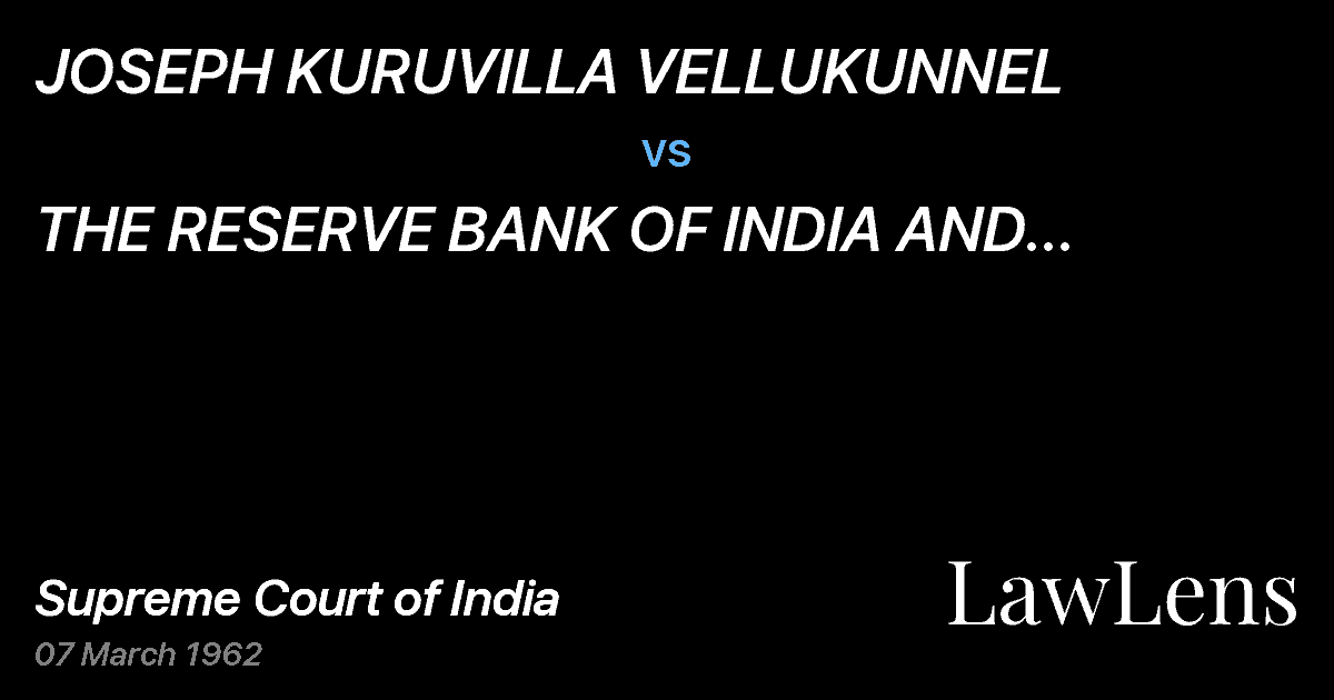 Preview image for JOSEPH KURUVILLA VELLUKUNNEL vs. THE RESERVE BANK OF INDIA AND OTHERS(With connected petiti