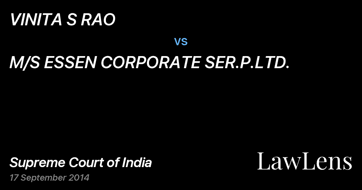 Preview image for VINITA S RAO vs. M/S ESSEN CORPORATE SER.P.LTD.