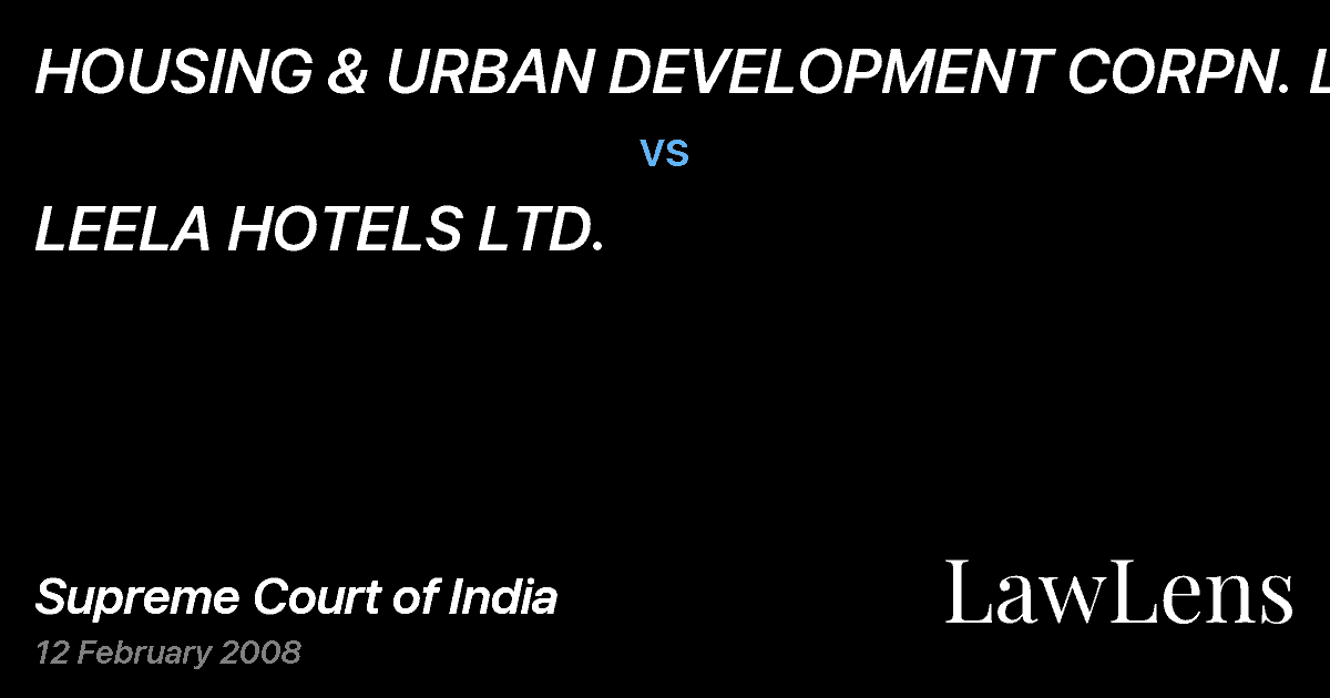 Preview image for HOUSING & URBAN DEVELOPMENT CORPN. LTD. vs. LEELA HOTELS LTD.