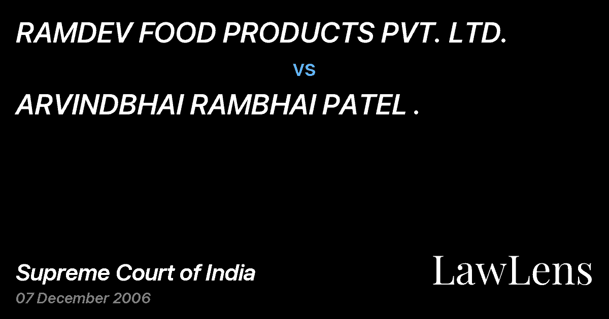 Preview image for RAMDEV FOOD PRODUCTS PVT. LTD. vs. ARVINDBHAI RAMBHAI PATEL .