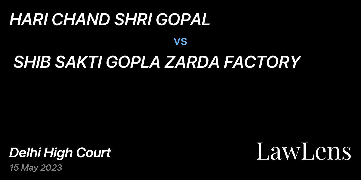 Preview image for HARI CHAND SHRI GOPAL  vs.  SHIB SAKTI GOPLA ZARDA FACTORY