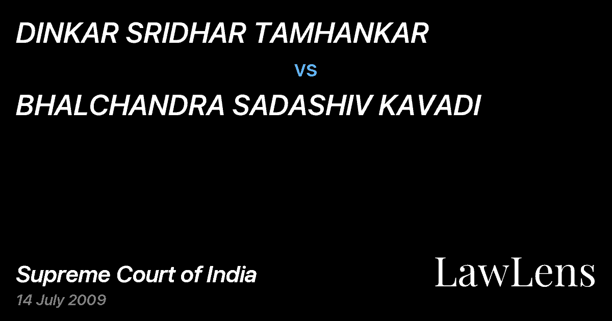 Preview image for DINKAR SRIDHAR TAMHANKAR vs. BHALCHANDRA SADASHIV KAVADI