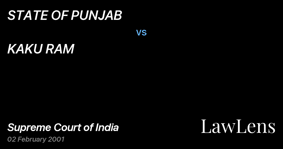Preview image for STATE OF PUNJAB vs. KAKU RAM