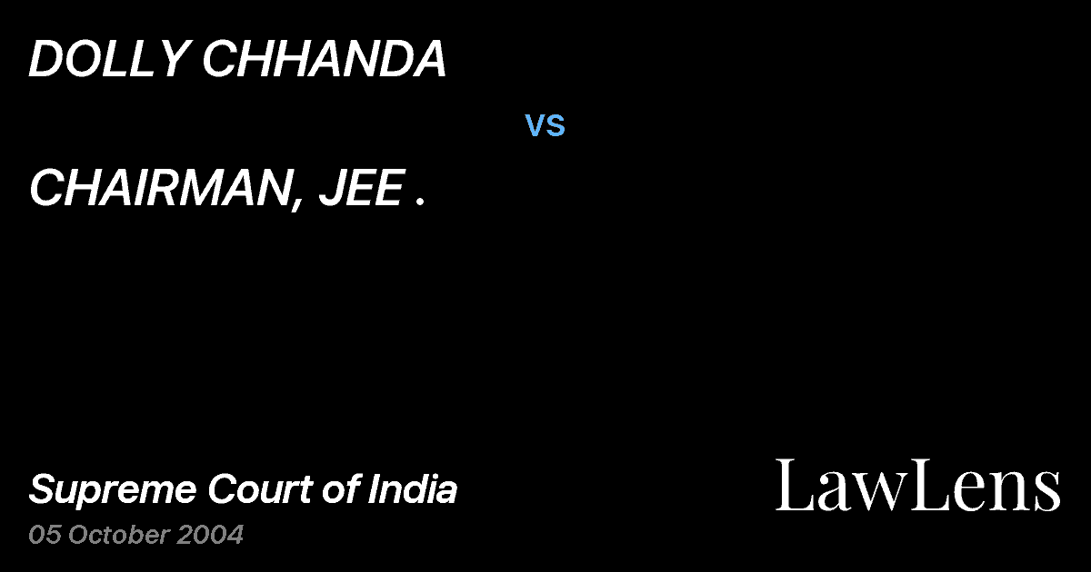 Preview image for DOLLY CHHANDA vs. CHAIRMAN, JEE .