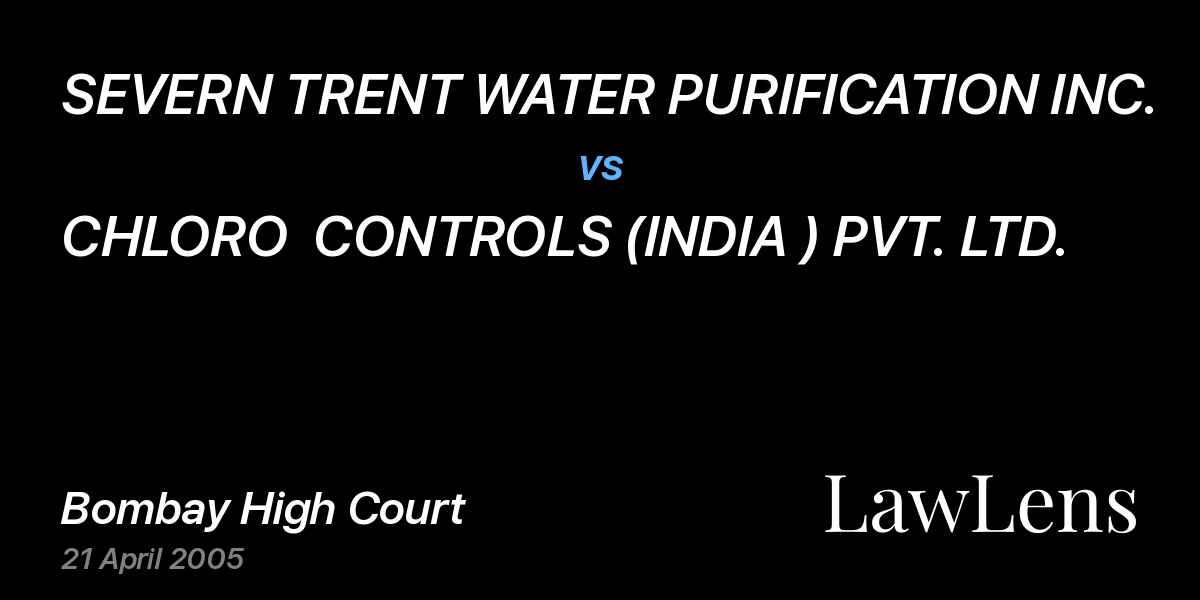 Preview image for SEVERN TRENT WATER PURIFICATION INC. vs. CHLORO  CONTROLS (INDIA ) PVT. LTD.