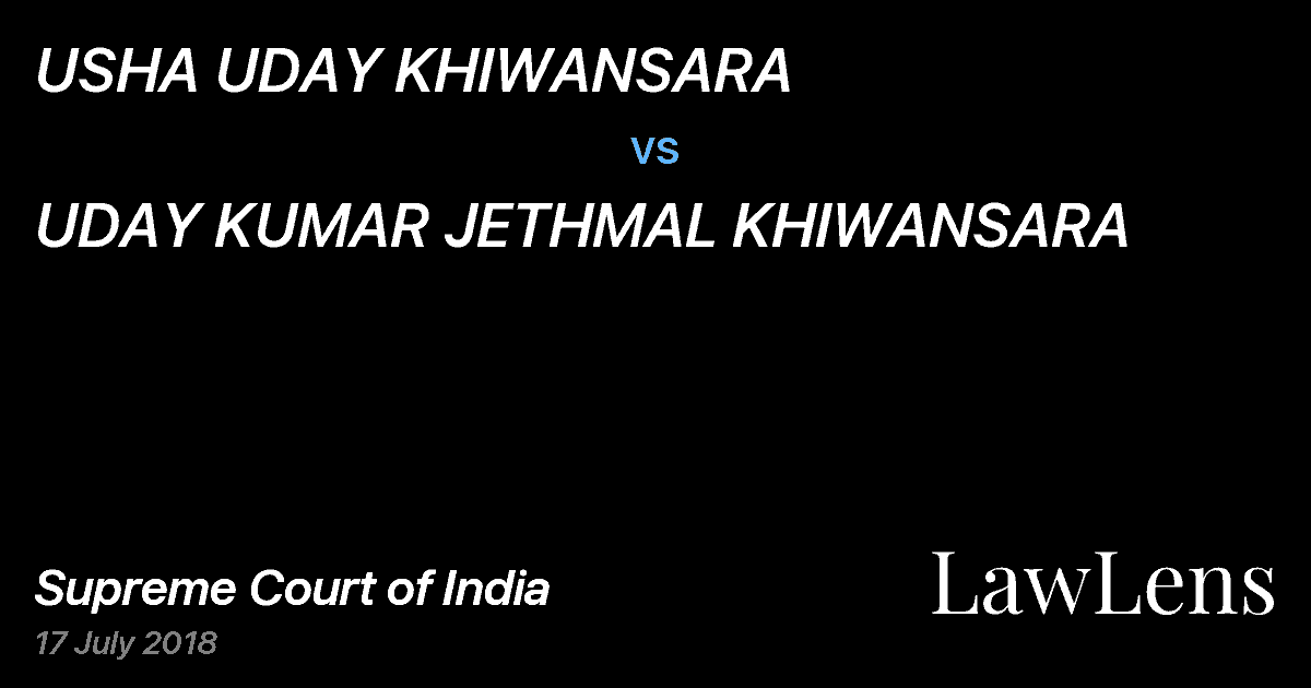 Preview image for USHA UDAY KHIWANSARA vs. UDAY KUMAR JETHMAL KHIWANSARA