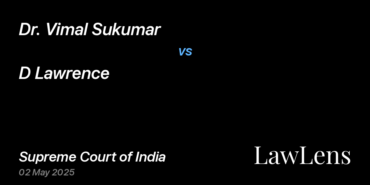 Preview image for Dr. Vimal Sukumar vs. D Lawrence