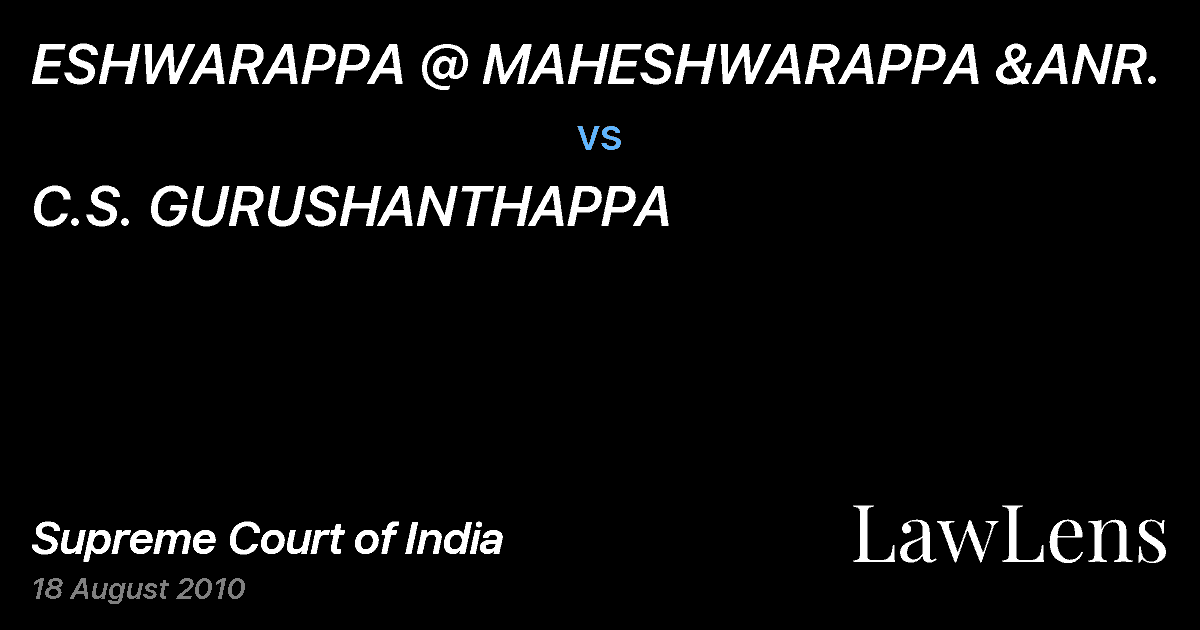 Preview image for ESHWARAPPA @ MAHESHWARAPPA &ANR. vs. C.S. GURUSHANTHAPPA