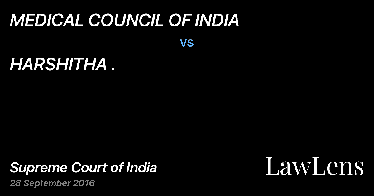 Preview image for MEDICAL COUNCIL OF INDIA vs. HARSHITHA .