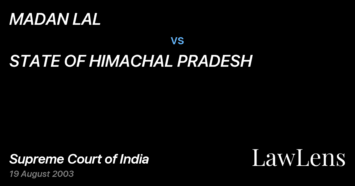Preview image for MADAN LAL vs. STATE OF HIMACHAL PRADESH