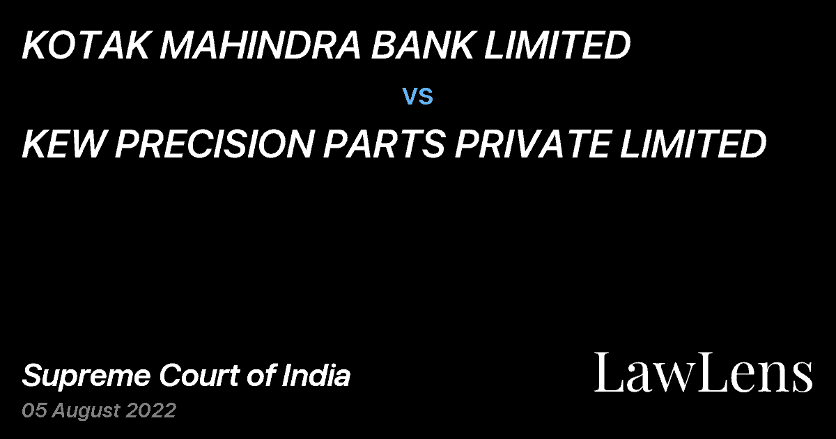 Preview image for KOTAK MAHINDRA BANK LIMITED vs. KEW PRECISION PARTS PRIVATE LIMITED