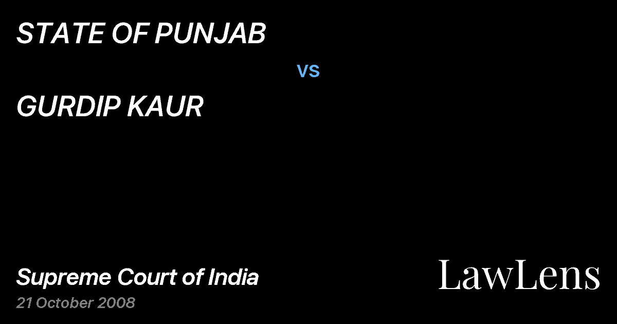 Preview image for STATE OF PUNJAB vs. GURDIP KAUR