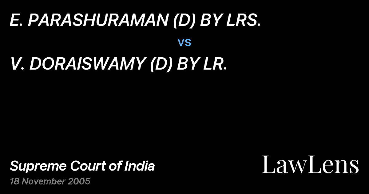 Preview image for E. PARASHURAMAN (D) BY LRS. vs. V. DORAISWAMY (D) BY LR.