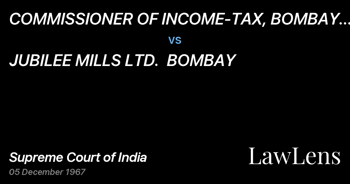 Preview image for COMMISSIONER OF INCOME-TAX, BOMBAY CITY IBOMBAY vs. JUBILEE MILLS LTD.  BOMBAY