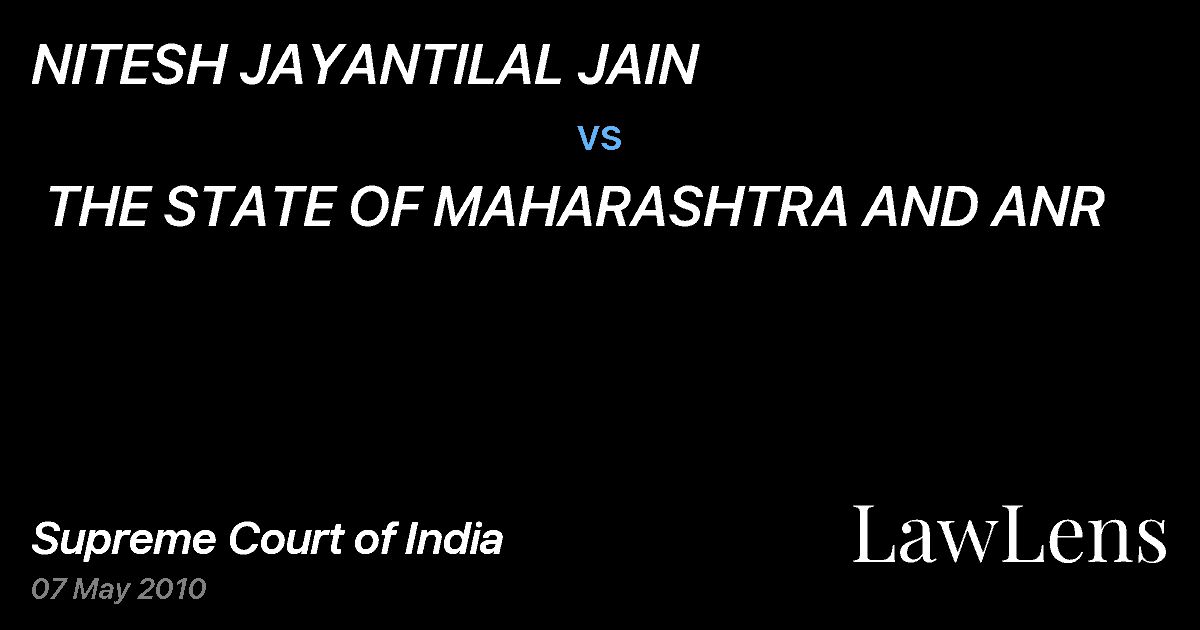 Preview image for NITESH JAYANTILAL JAIN  vs.  THE STATE OF MAHARASHTRA AND ANR