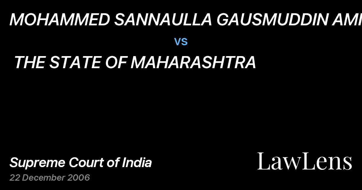 Preview image for MOHAMMED SANNAULLA GAUSMUDDIN AMIT SAB  vs.  THE STATE OF MAHARASHTRA