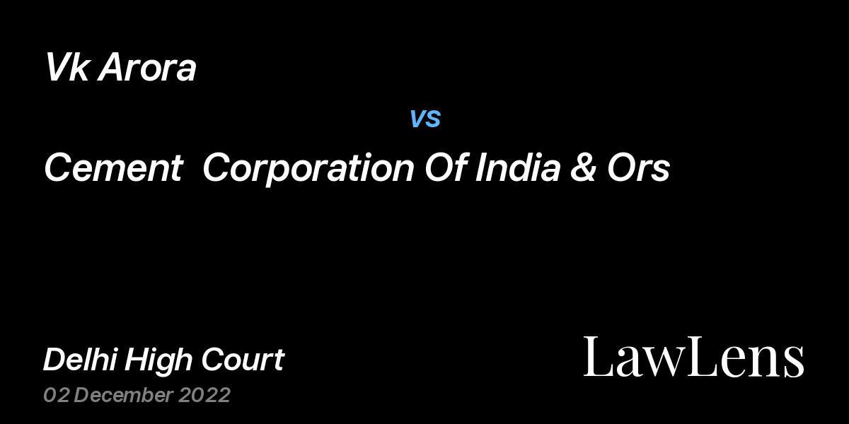 Preview image for Vk Arora vs. Cement  Corporation Of India & Ors